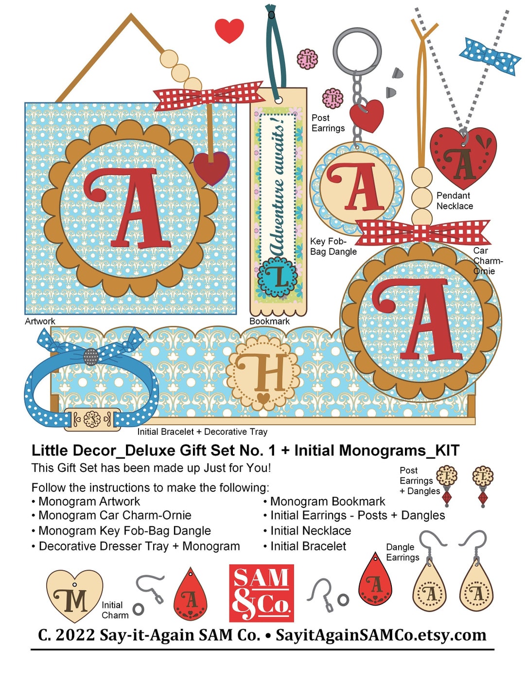Deluxe Gift Set + Initial Monograms * SVG Cut Files + PDF Pattern ...