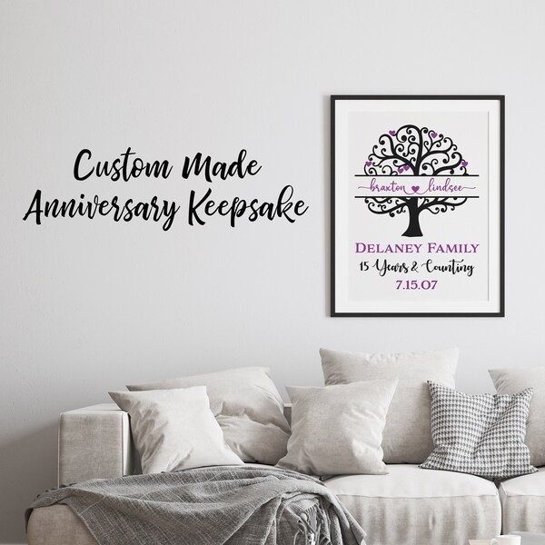 Family Tree Anniversary Gift for Parents or Grandparents ~ Anniversary Family Tree Keepsake ~ Family Heirloom ~ Digital Anniversary Present