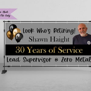 Digital Happy Retirement Banner ~ Personalized with a Photo Retirement Party Sign ~ Look Who&#39;s Retiring ~ Retirement Party Decor