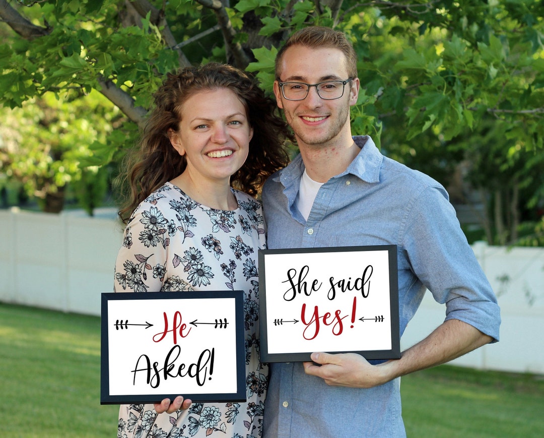 Engagement Announcement Photo Prop he Asked... She - Etsy