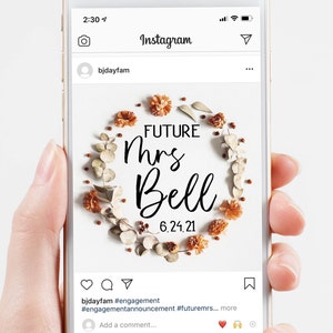 Future Mrs. Social Media Engagement Announcement  Prop ~ Fall Digital Engagement Announcement ~  Instagram Engagement Sign
