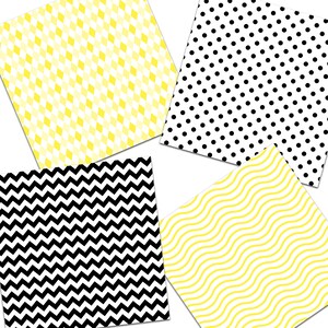 Yellow and Black Seamless Digital Paper Pack ~ Commercial Use ~ 300 Dpi ...