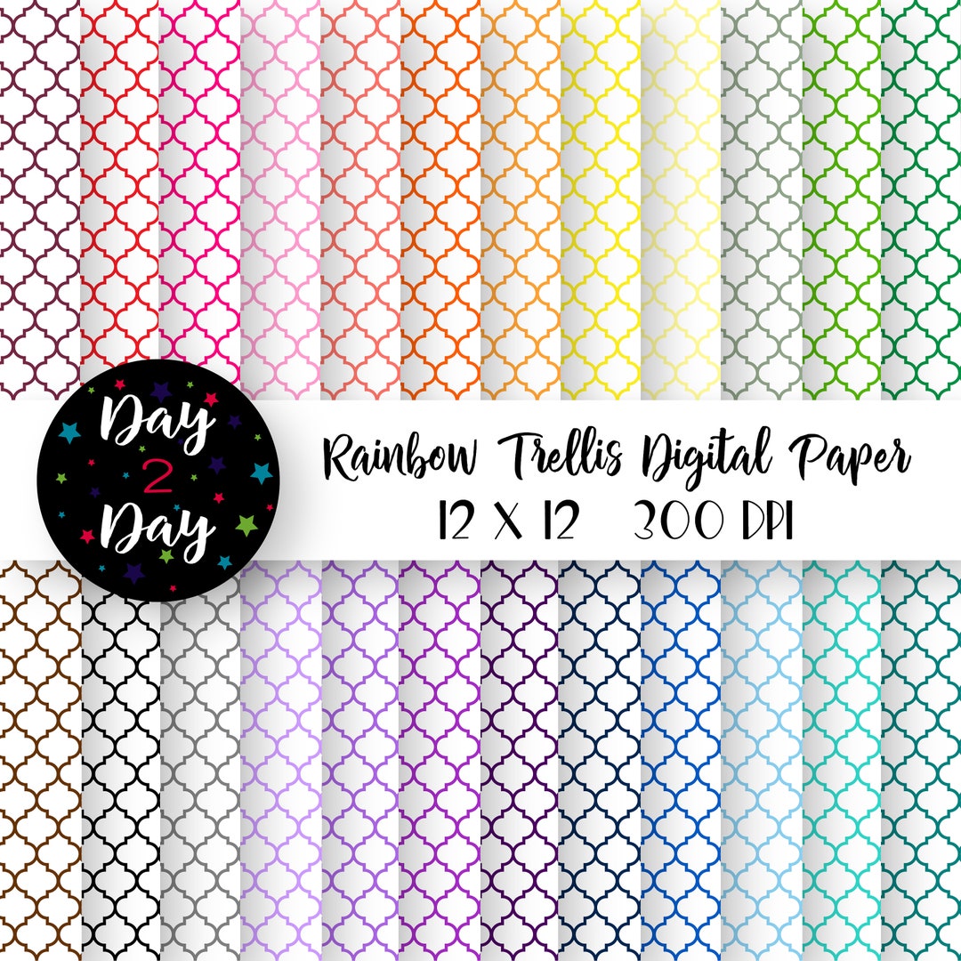 Colored Trellis Digital Paper Pack Commercial Use 300 Dpi 12 by 12 in ...