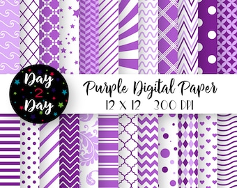 Purple Scrapbook Paper Pack, 12x12 Digital (Digital Download)