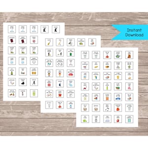 Digital Chore Chart Printables ~  To Do List ~ Kid Responsibilities ~ Make Your Own Job Chart ~ 1 Inch Collage Sheets ~ 105 Printables