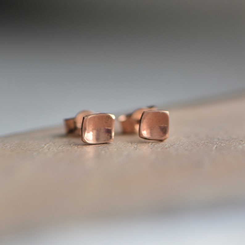 Tiny Rose Gold Earrings Solid Rose Gold Earrings Gold Stud Etsy UK