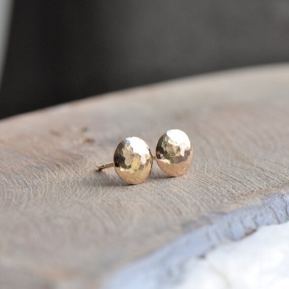 Small Gold Stud Earrings Solid Gold Dot Earrings Recycled Etsy