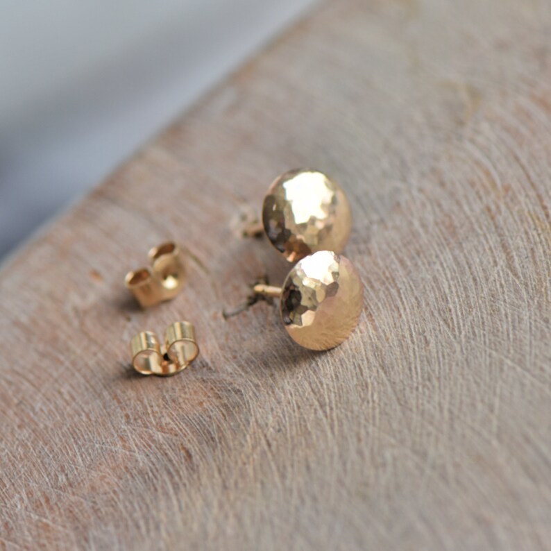 Small Gold Stud Earrings Solid Gold Dot Earrings Recycled Etsy