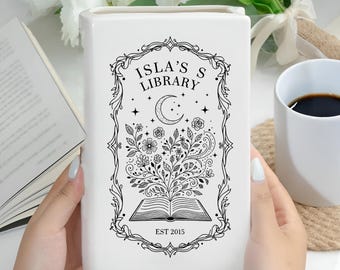 Personalized Book Vase, Custom Library Book Vase, Gift for Reader, Literary Home Aesthetic, Library Bookish Gift