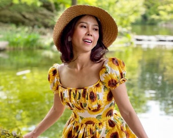Suri-Kleid mit Sonnenblumen-Print