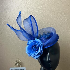 Blue feather hat - blue rhinestones