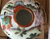 Vintage Handpainted Japanese Geisha Girl Hair Receiver Trinket Box