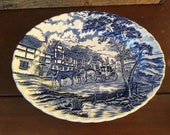 Myott Royal Mail Blue Oval Serving Platter Staffordshire Ironstone Transferware
