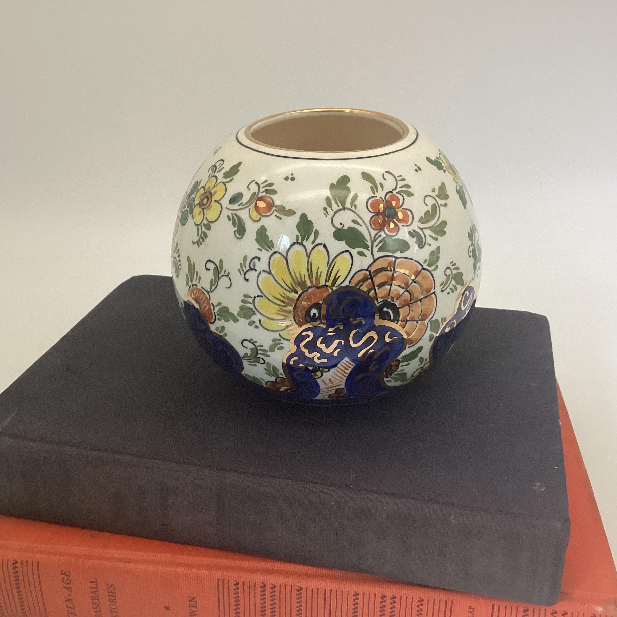 Delft polychrome ポット Antique Rare Delft Polychrome Hand-painted Lidded Vase