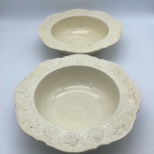 Vintage Crown Ducal Butter Cream Florentine Pair of Round Serving Bowls /10” / 1930’s