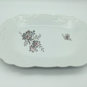 Vintage Vista Alegre Portugal Oval Platter / Silver Floral wit a Touch of Blue and Pink / Matching Larger Platter also Available