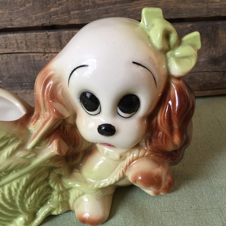 Vintage Hull Pottery Puppy Dog with Ball of Yarn Planter Succulent Planter
