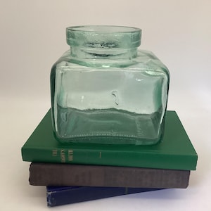 Vintage Green Glass Apothecary Jar: Primitive Display Bottle, 5.5&quot; Tall