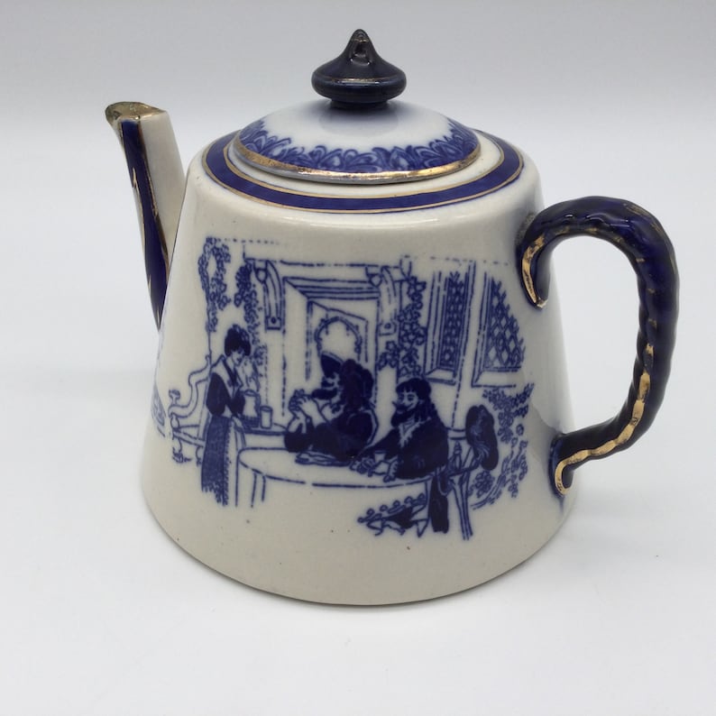 Rare Antique Royal Doulton Burslem Jacobean Flow Blue Teapot / Etsy