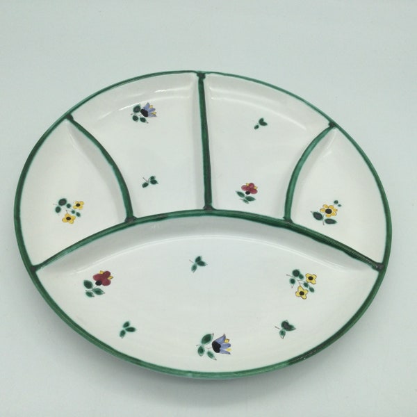 Vintage Gmundner Keramik Alpine Flowers Pattern / Austria /  Fondue Plate / 9”