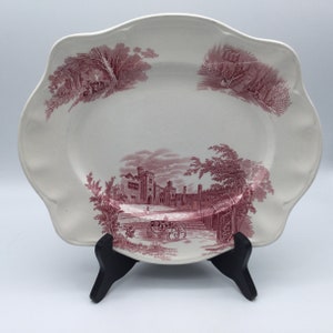 Vintage Johnson Brothers Haddon Hall Pink Transferware Platter / England