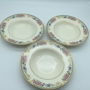Vintage Royal Doulton Set of 3 Rimmed Soup Bowls  / Eleanor / H5216 / Discontinued  1993-1997