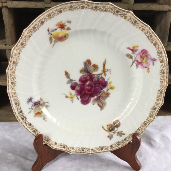 Antique KPM Handpainted Fruit Porcelain Plate / Scepter Mark 1837