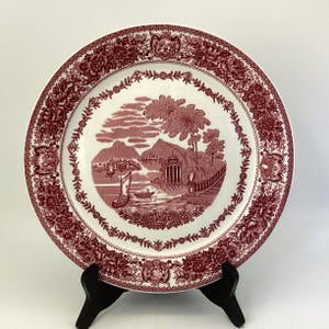 Red Transferware Scenic Platter McNicol China Restaurant Ware Statement Platter English Cottage Kitchen Decor