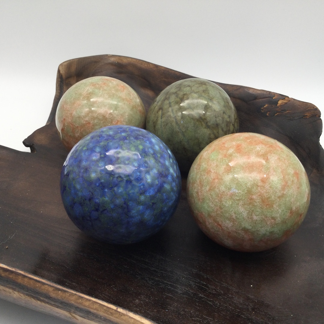 Set of 4 Decorative Ceramic Balls / Orbs / Marble / Onyx / Glazed / Medium Size Etsy