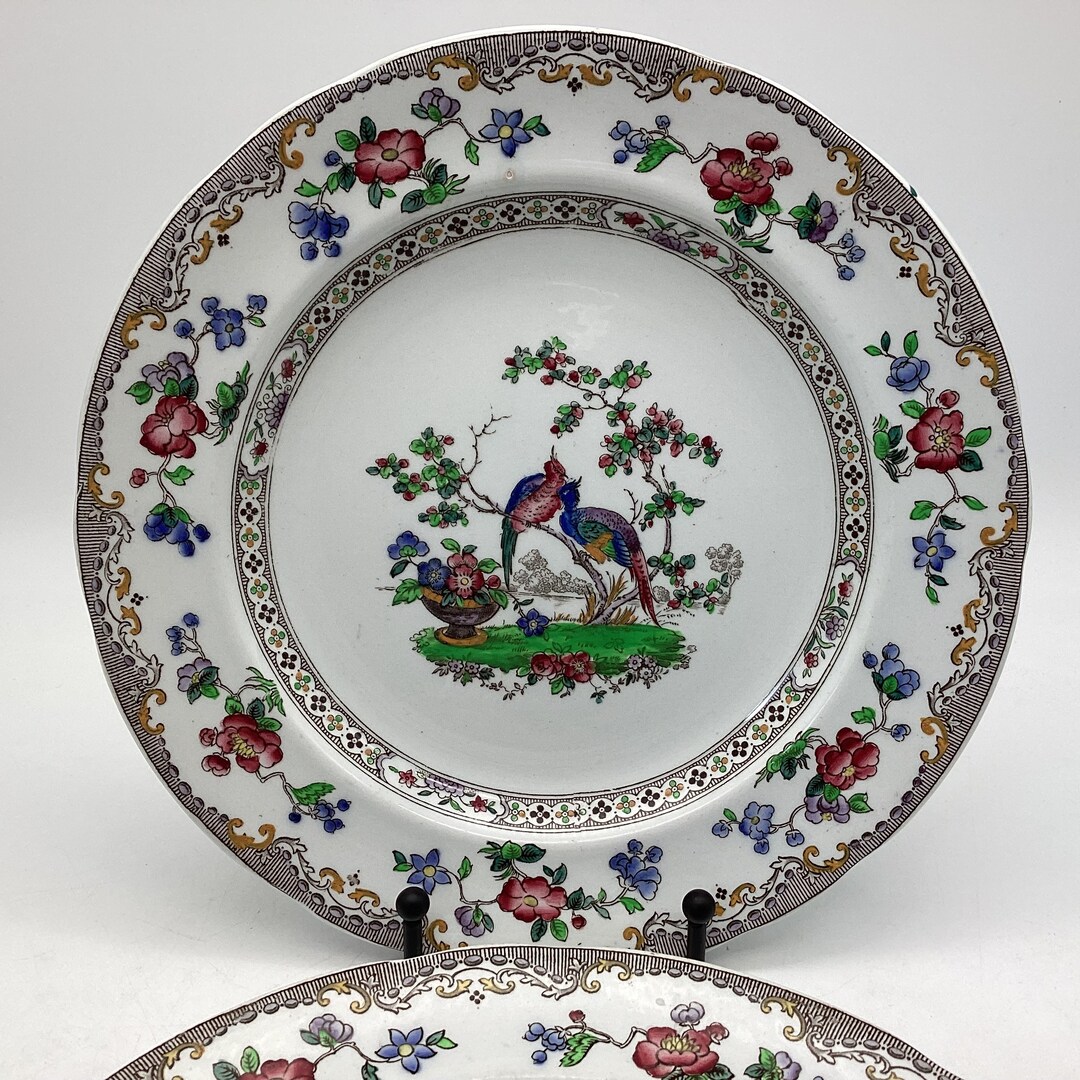 Antique Copeland Spode Luncheon Plates Set, Asian Bird China (pattern ...