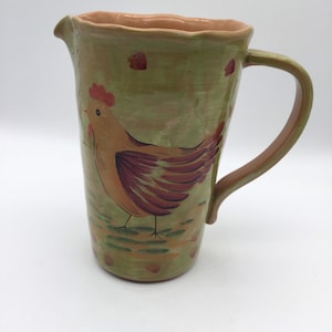 Vintage Italy La Ceramica Rooster Pitcher / Crate and Barrel / 48 oz