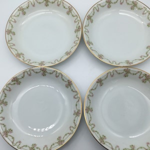 Antique PT Bavaria Tirschenreuth Arbutus Set of 4 Cereal / Soup Bowls / Pink  Floral  Swags / 1903+ / 3 Sets Available