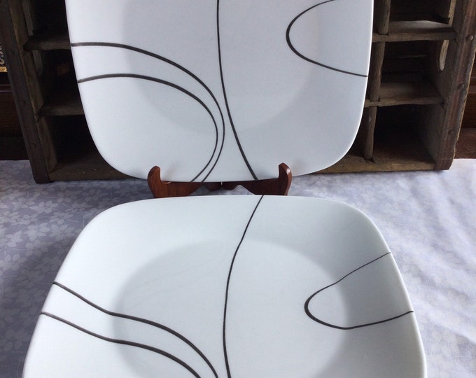 Vintage Corelle Simple Lines Set of 6 Square Dinner Plates / Etsy