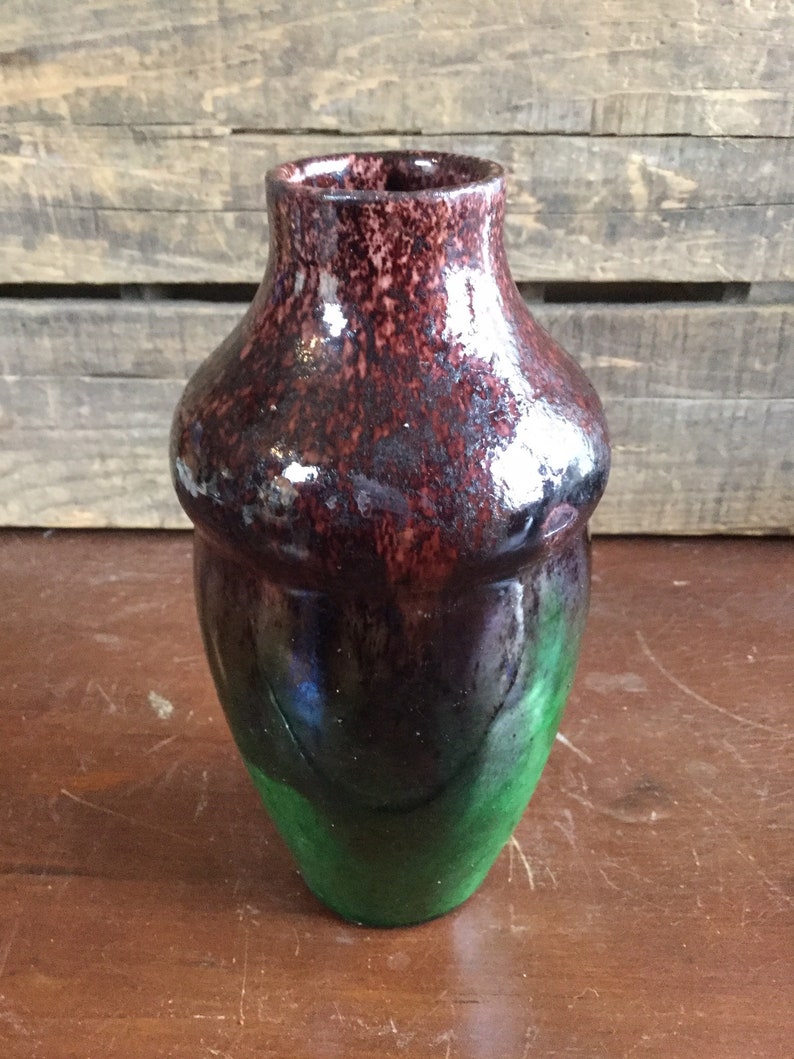 Vintage Mid Century Modern Drip Glaze Art Pottery Vase/ Green/ Etsy