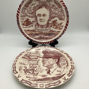 Vintage Vernon Kilns / Choice of Historical USA Plates  / General Douglas MacArthur or Franklin Delano Roosevelt/ Excellent Condition