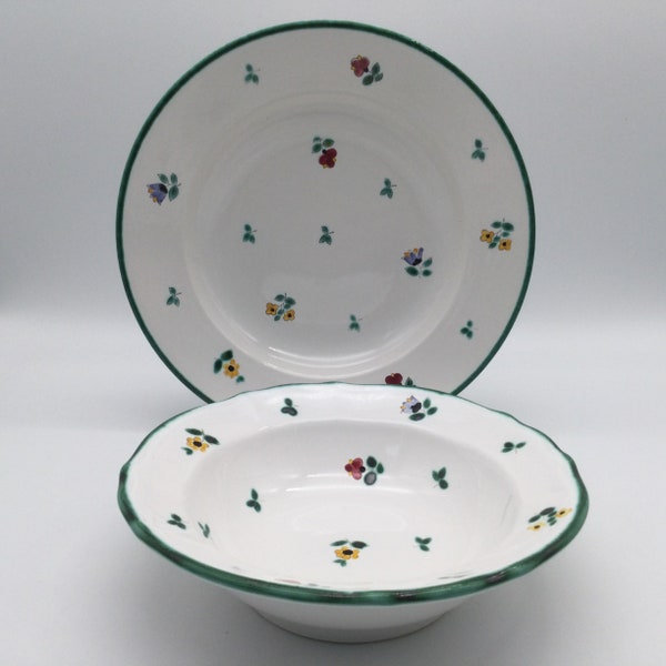 Vintage Gmundner Keramik Alpine Flowers Pattern / Austria / Choice of Bowls / Rimmed Soup or Salad