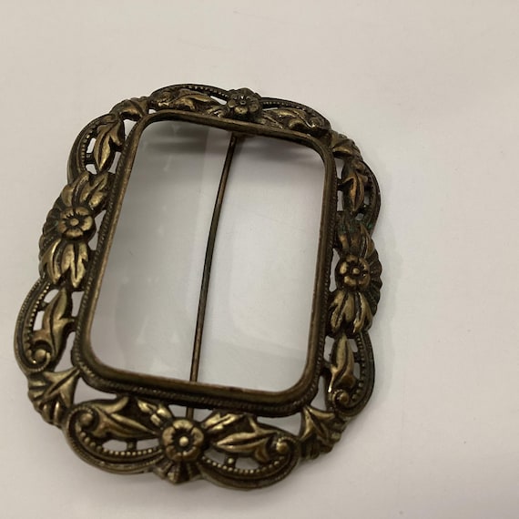 Edwardian Rectangular Buckle-Form Sash Pins • Flo… - image 3