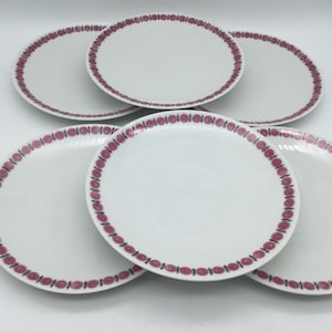 Mid Century Mitterteich Germany Set of 6 Pink Rose Salad / Dessert Plates