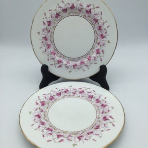 Vintage Coalport Bone China Harebell Pink Set of 3 Salad Plates / England / Pink Floral