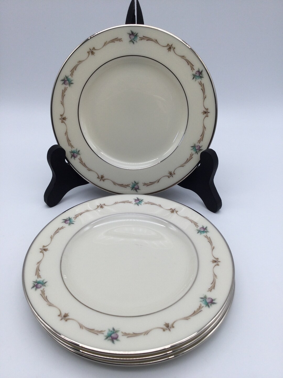 Lenox Capri Set of 4 Bread Plates / 19631976 / Fruit With Platinum