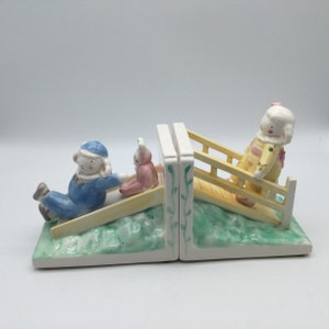 Pastel Baby Nursery Ceramic Bookends / Charpente / Designed by Kathy Orr