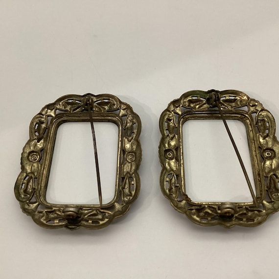 Edwardian Rectangular Buckle-Form Sash Pins • Flo… - image 7