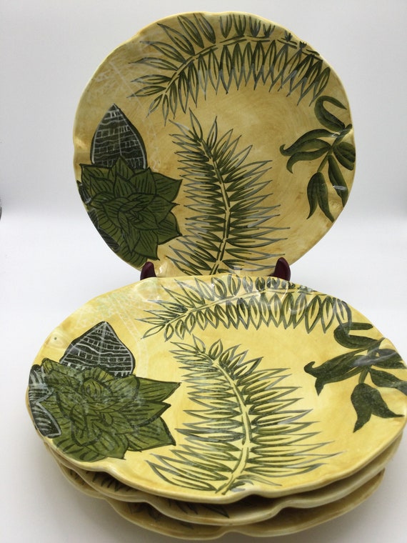 Tommy Bahama Tropical Dinner Plates by Ambiance Set of 4 Dinner