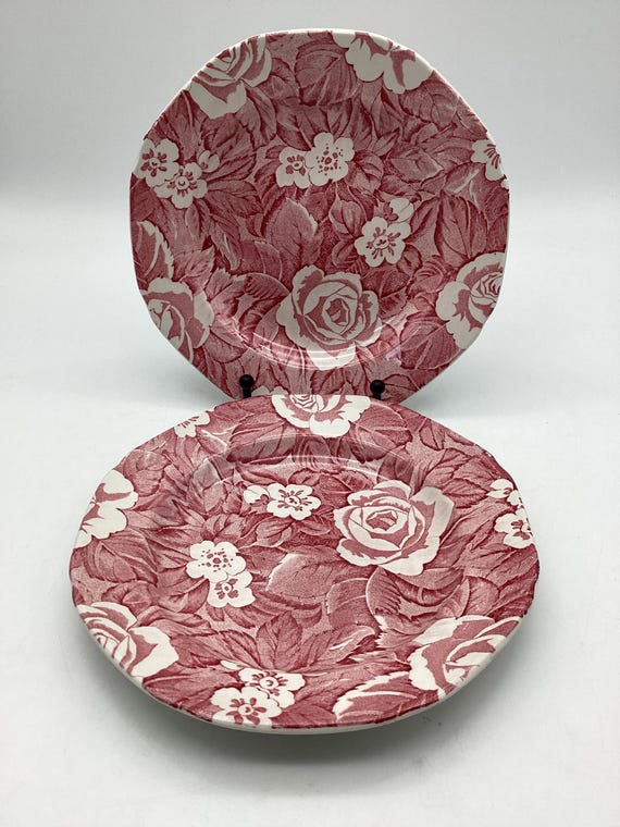 Vintage Burleigh Staffordshire England Pair of Salad Plates