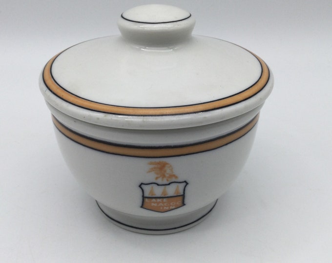 Vintage Syracuse Pottery Co. OPCO Lake Nagog Inn Covered Sugar Bowl
