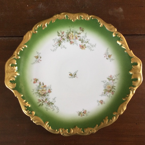 Antique T & V Limoges Depose France Large Handled Serving Platter