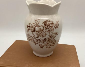Victorian LaBelle China Brown Transferware Toiletry Vase Washstand Piece USA