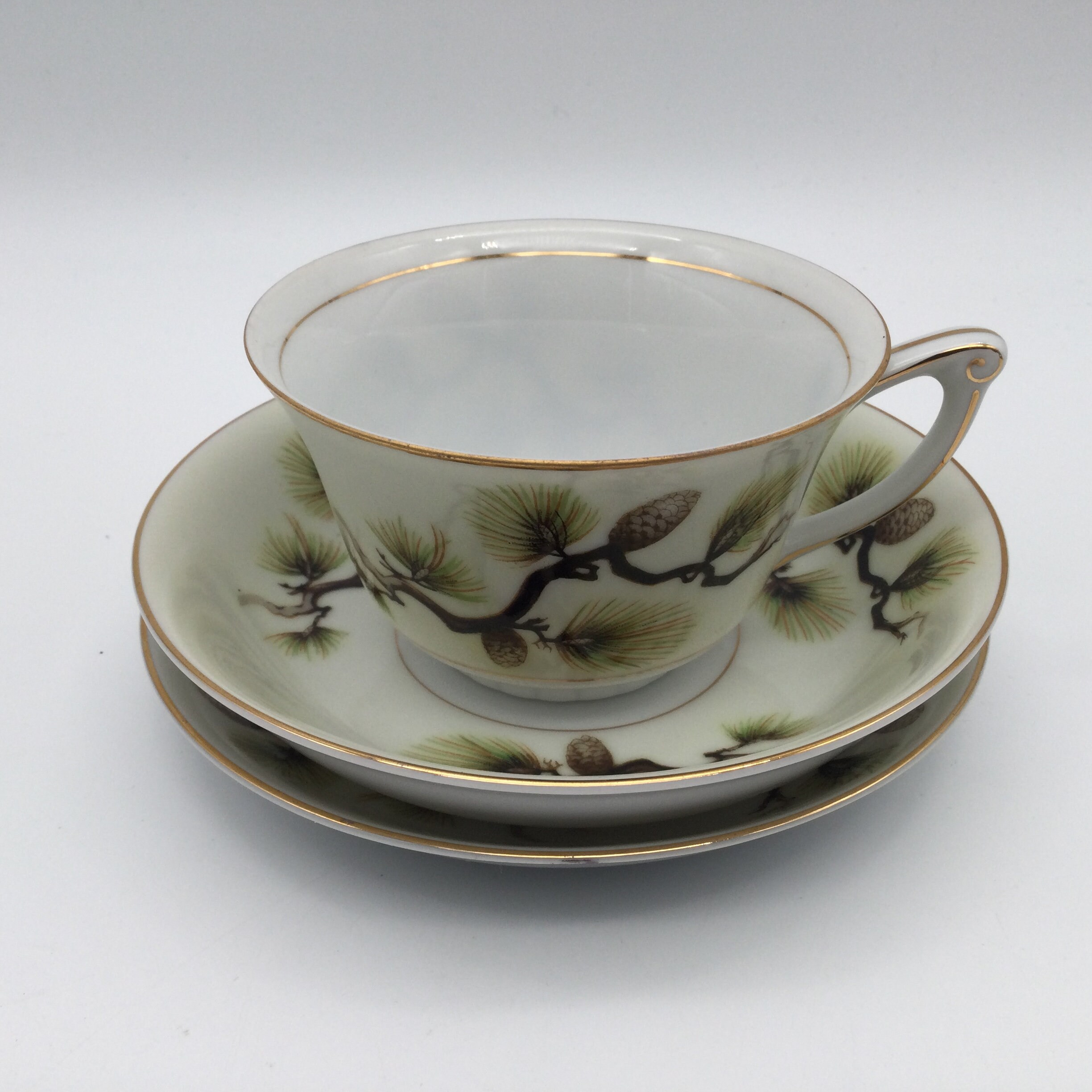 Mid Century Narumi Japan Pinecone Pattern Fine Bone China
