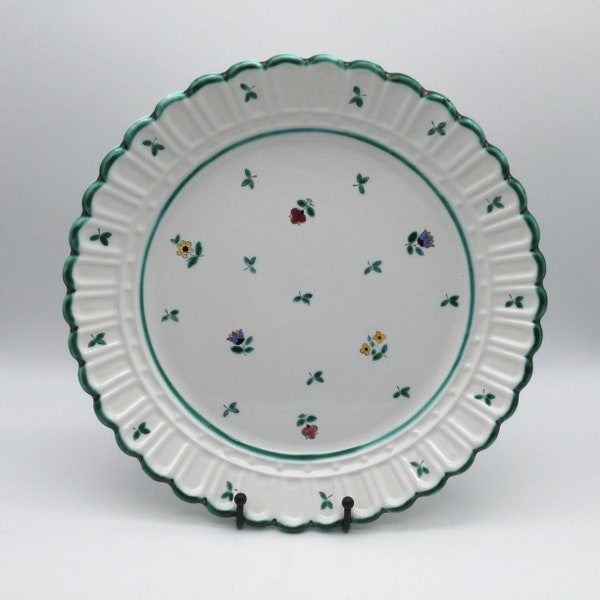 Vintage Gmundner Keramik Alpine Flowers Pattern / Austria / Cake Plate / Dessert Platter / 12”