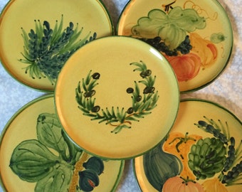 Rustic Handpainted Pottery Chop Plates / Oversized Dinner Plates / 5 Different Designs with 8 Available/ Price is for 1